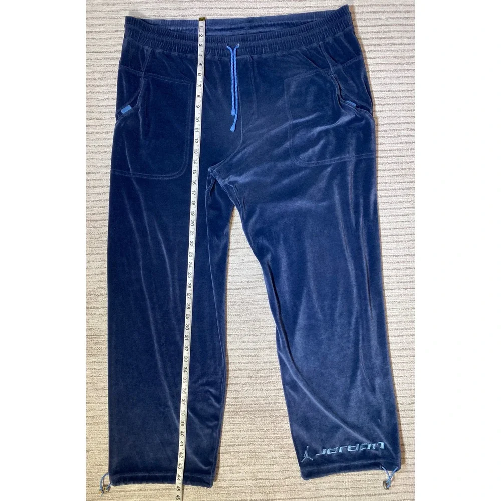 Vintage Jordan Velour Track Pants Navy Blue XL Jumpman Y2K Joggers Drawstring